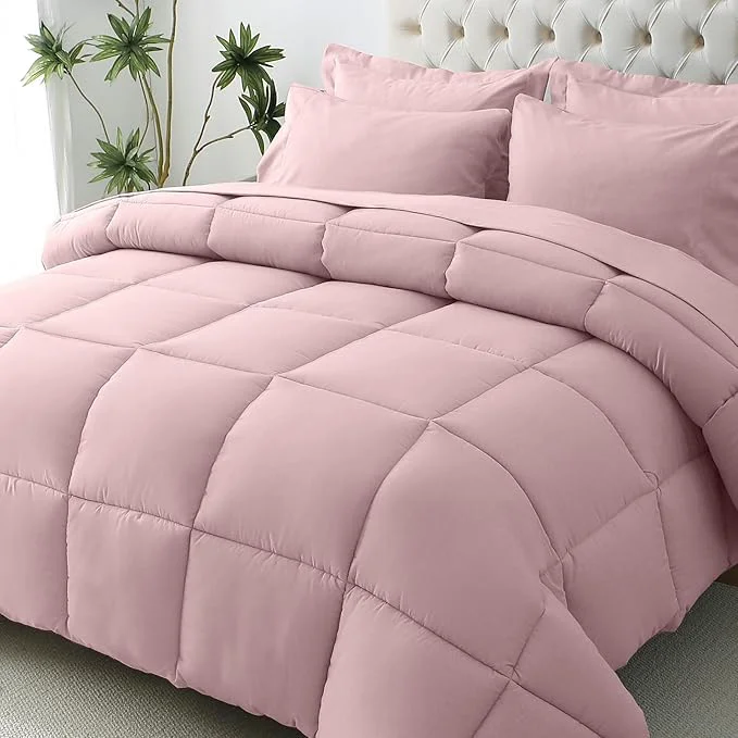 Clean JOLLYVOGUE Twin XL Comforter Set Ultra-Soft Bed in a Bag Twin XL Size 5 Pieces Oeko-TEX Bedding Set with Down Comforter Sheets Pillowcases amp Shams Camio Pink Stylish