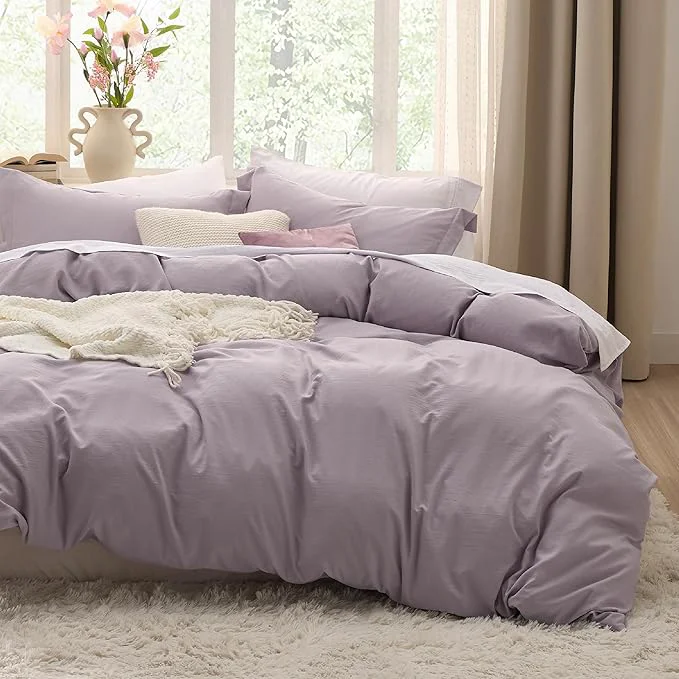 Exceptional Bedsure Dusty Purple Duvet Cover King Size - 3 Pieces Prewashed Cotton-Like Extra Soft Bedding Set Includes 1 Duvet Cover 104x90 Inches with Zipper Closure amp 2 Pillow Shams Comforter Not Included Classic