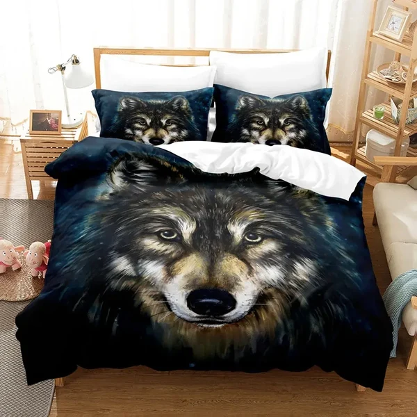 Trendy 3D Wolf Duvet Cover Sophisticated