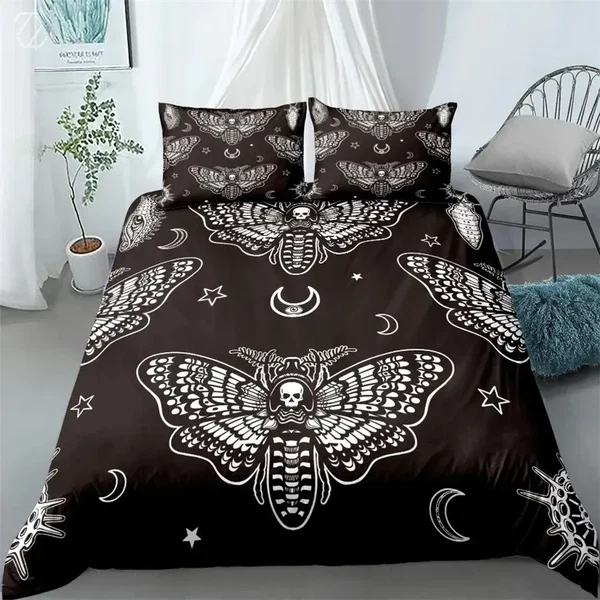 Authentic Black Death Moth Duvet Cover Dependable