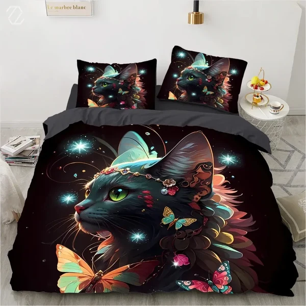 Practical 3D Cat Duvet Cover Easy-to-Use