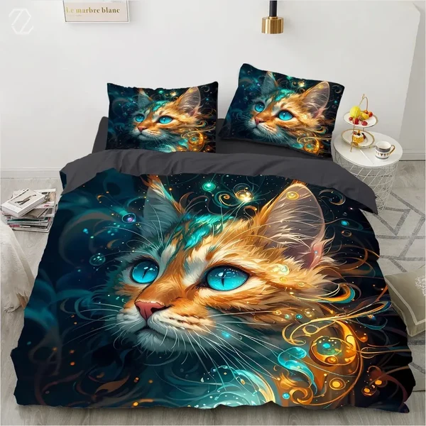 Breathable 3D Cat Duvet Cover Artisan