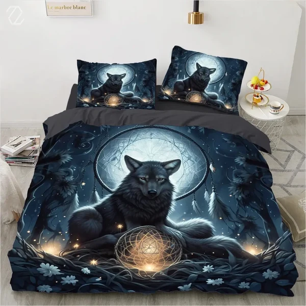 Trusted 3D Wolf Dreamcatcher Duvet Cover Detailed