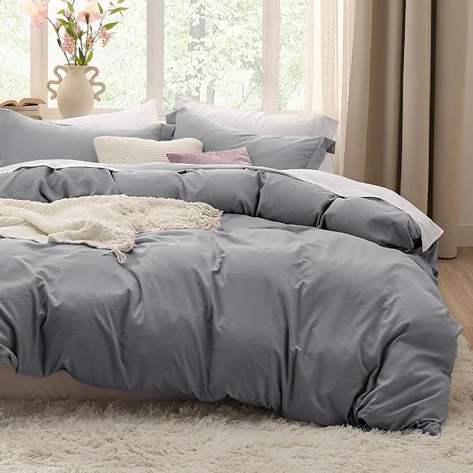 Reliable Bedsure Grey California King Duvet Cover - Prewashed Cotton-Like Polyester Extra Soft Bedding Set Includes 1 Cal King Duvet Cover 104x98 Inches with Zipper Closure amp 2 Pillow Shams No Comforter Fashionable