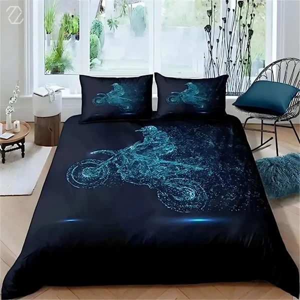 Environmentally Friendly Motorcycle Racer Duvet Cover Green