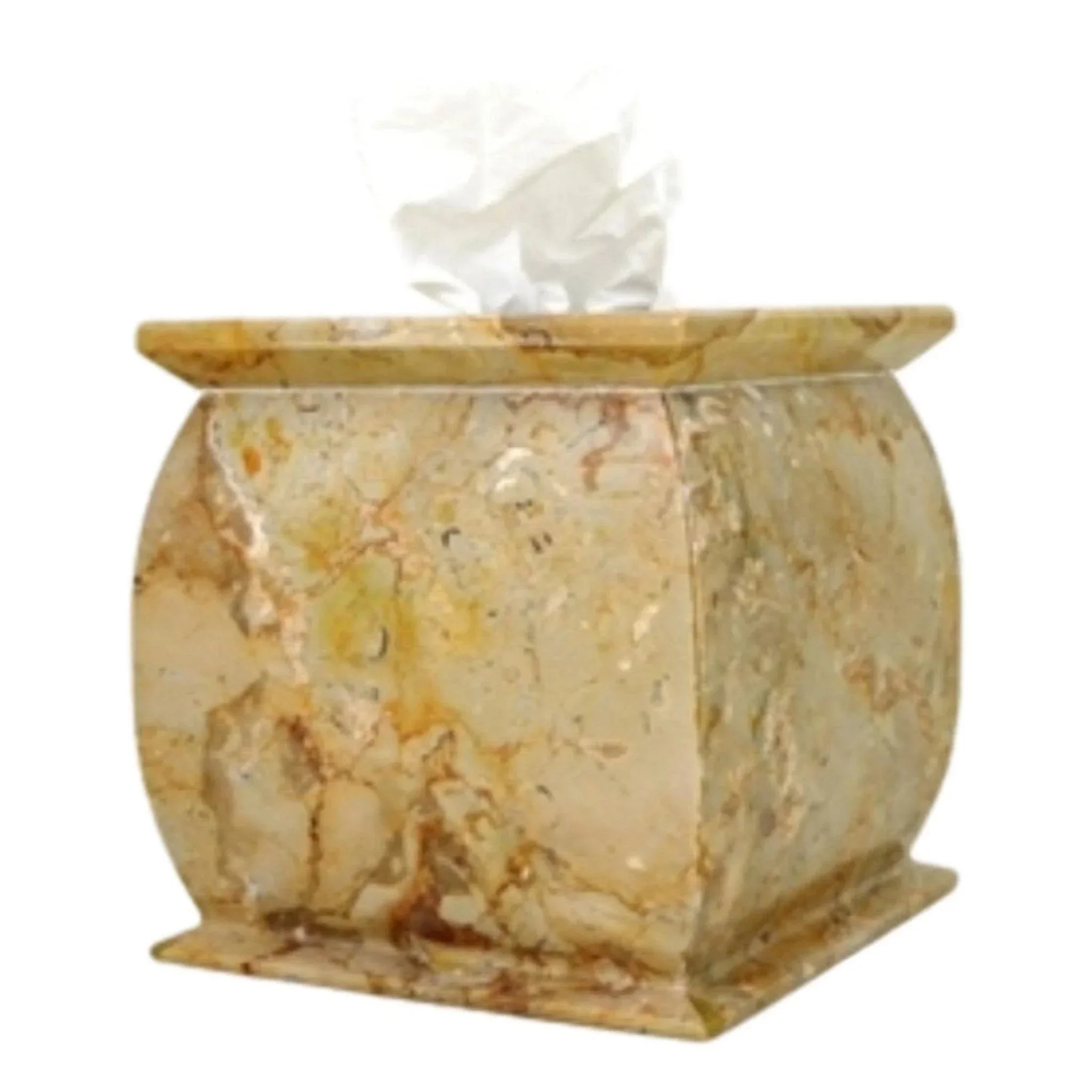 Sophisticated Sahara Beige Marble Facial Tissue Holder Detailed