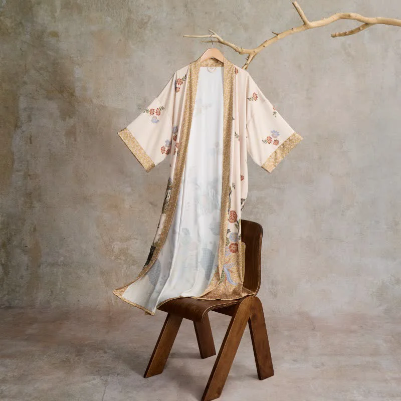 Certified Ownkoti Oriental Floral Bird Kimono Style Bathrobe Effective