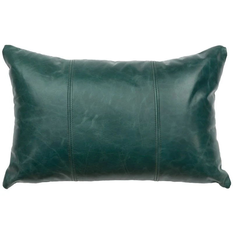 Certified Peacock Leather Pillow 12x18 Responsible