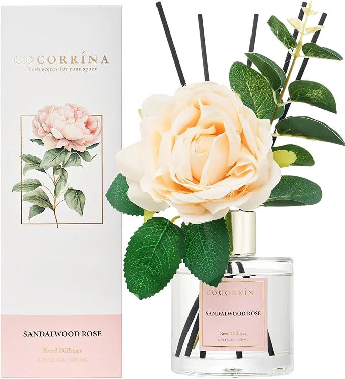 Contemporary Cocorrina Reed Diffuser Set Flower Reed Diffuser Sandalwood Rose 6.7 oz Dependable