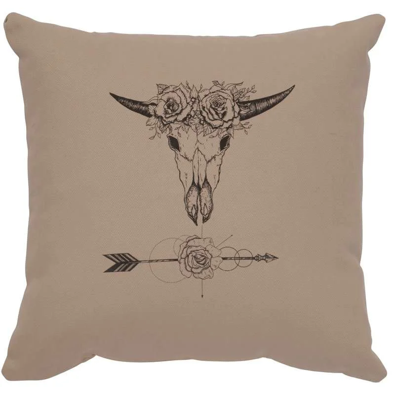 Optimized quot Bull and Flowers quot Image Pillow 16x16 Healthy