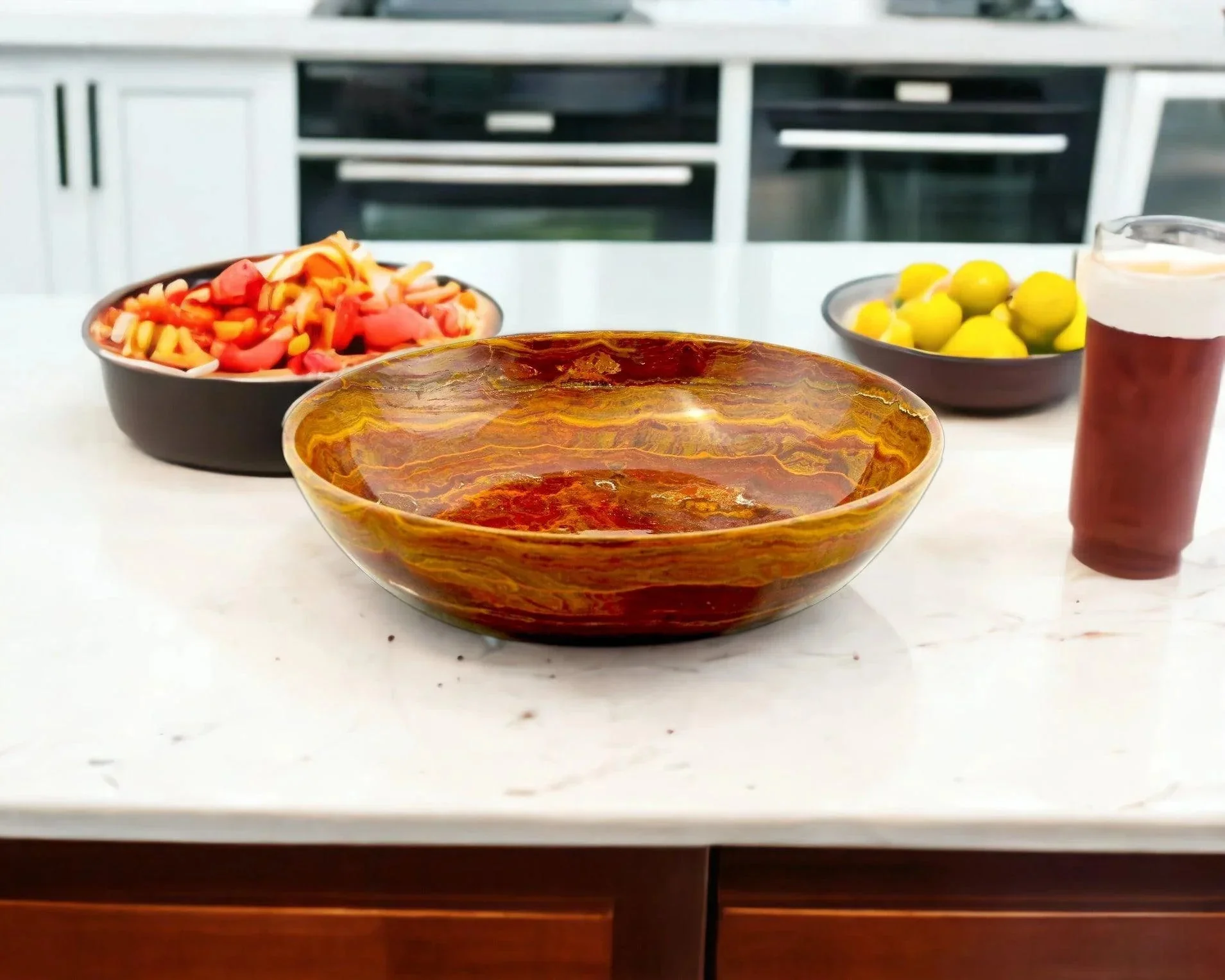 Innovative Decorative Fruit Bowl of Multi Brown Onyx Functional