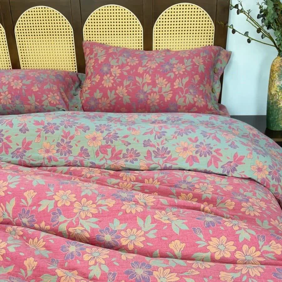 Effective Ownkoti Country Gardenia Floral Cotton Gauze Bedding Set 4PCS Professional