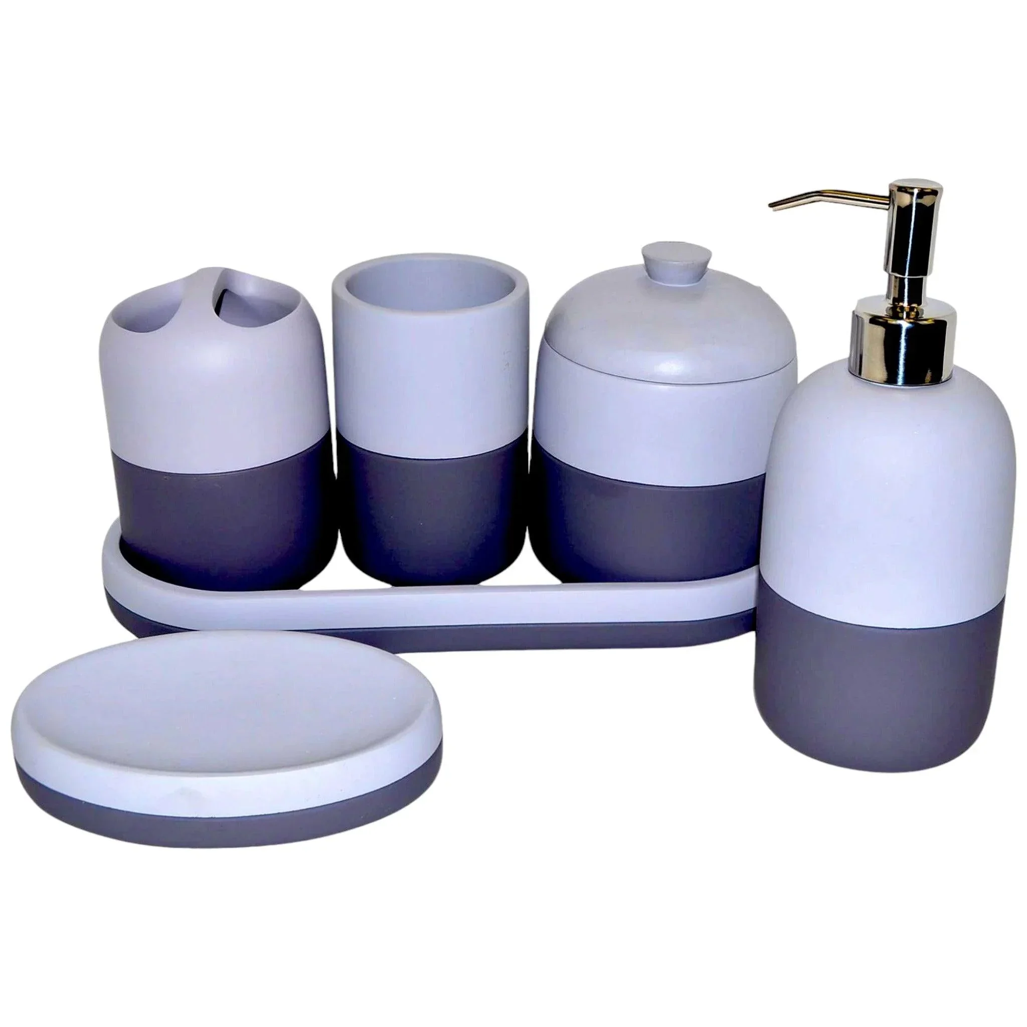 Pure Gray Bathroom Accessories Set with Vanity Tray Healthy