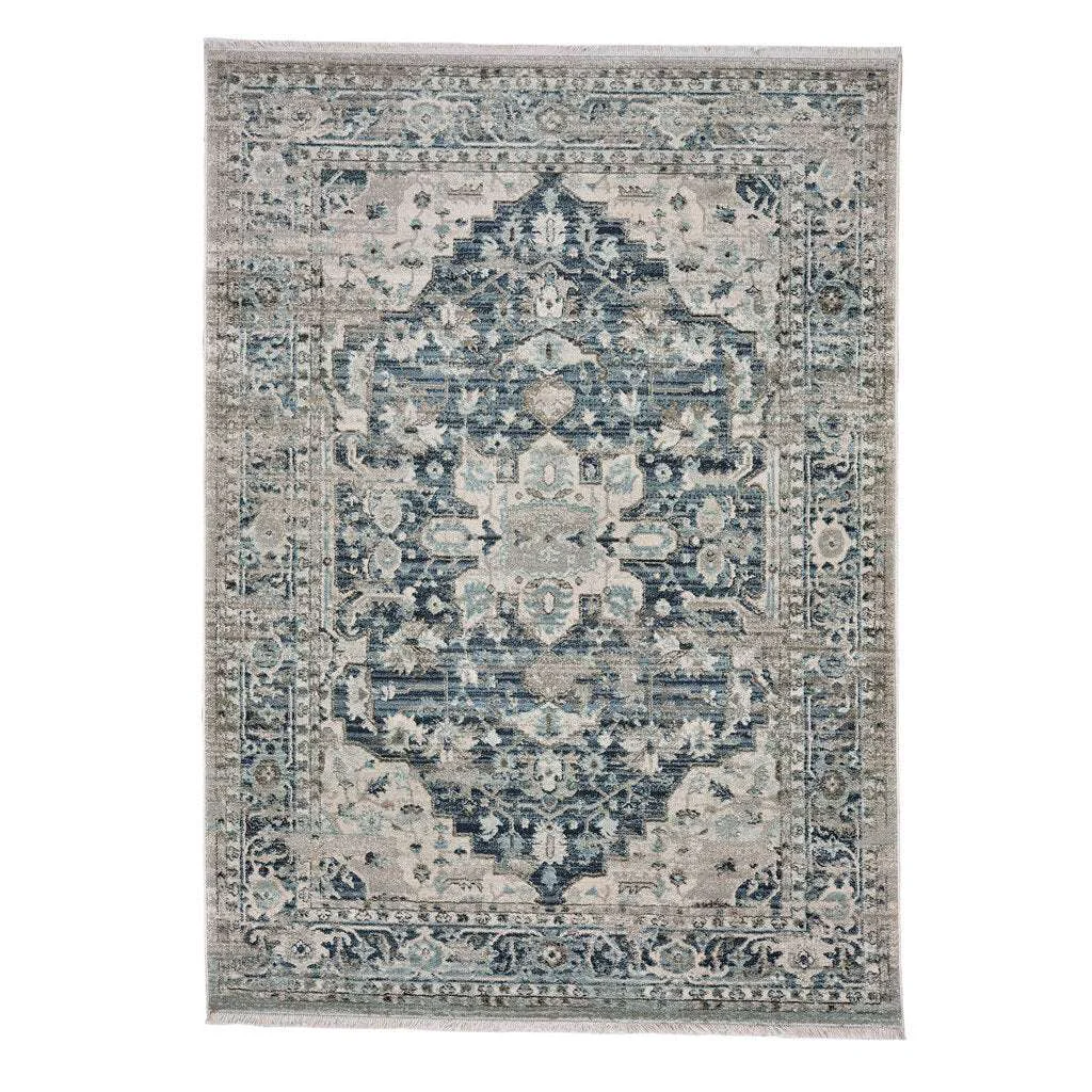 Eco-Friendly Alden Rug – Medallion Slate Blue High-Grade