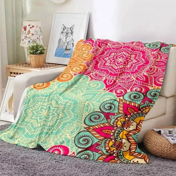 Organic 3D Bohemian Flower Throw Blanket Prestigious