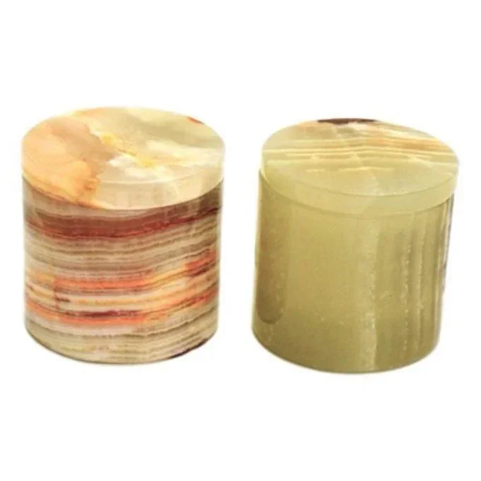 Exceptional Onyx Decorative Pill Boxes Set of Two Practical