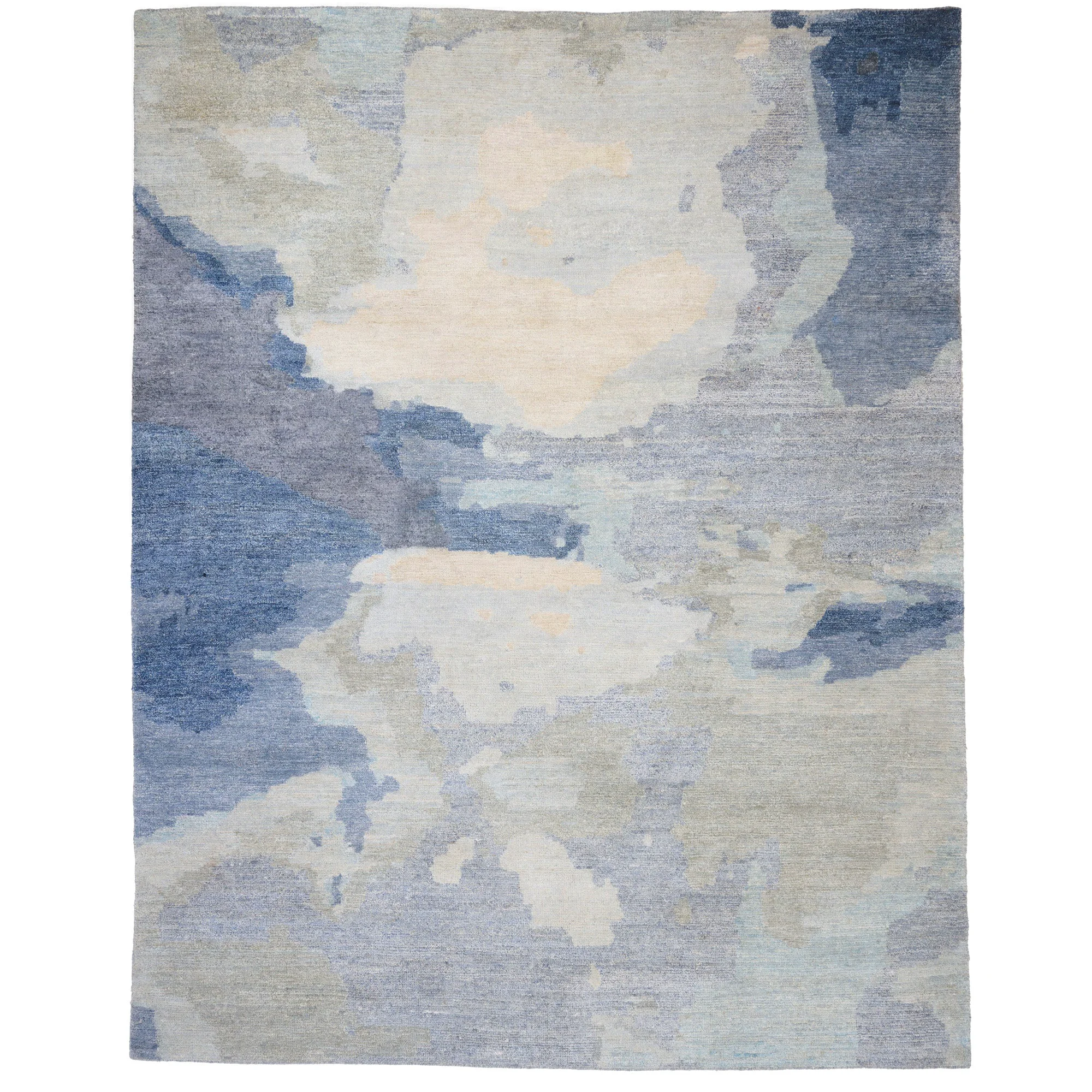 Environmentally Friendly Aquarelles Bleu Rug Genuine