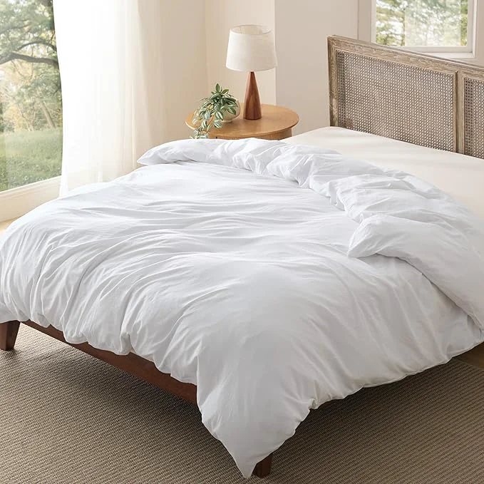 Reusable Bedsure California King Duvet Cover Only - Prewashed Cotton-Like Polyester Extra Soft All Season Bedding Includes 1 Cal King Duvet Cover 104x98 Inches with Zipper Closure White No Comforter Comfortable