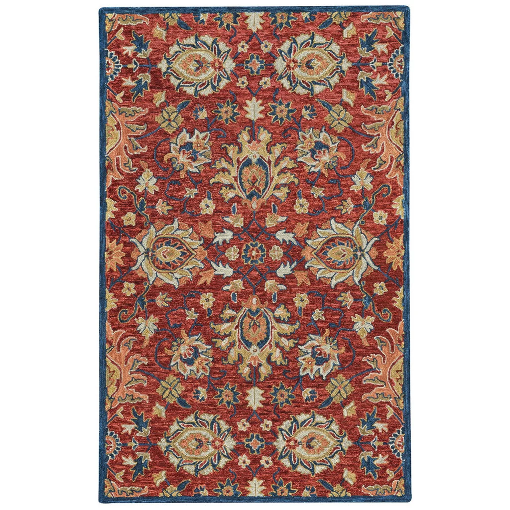 Fashionable Avanti Rug – Keshan Red Navy Solid