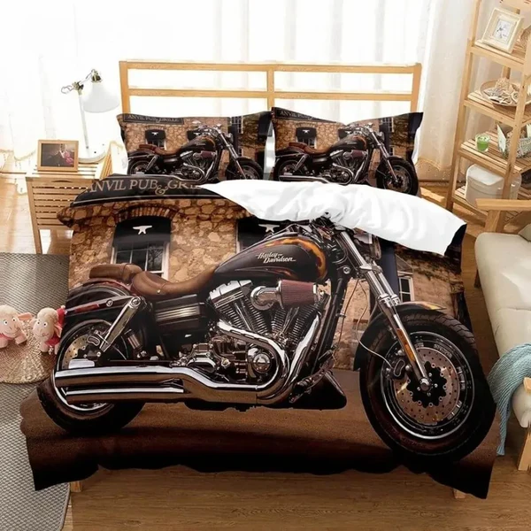 Outstanding Retro Motorcycle Quilt Cover Luxury