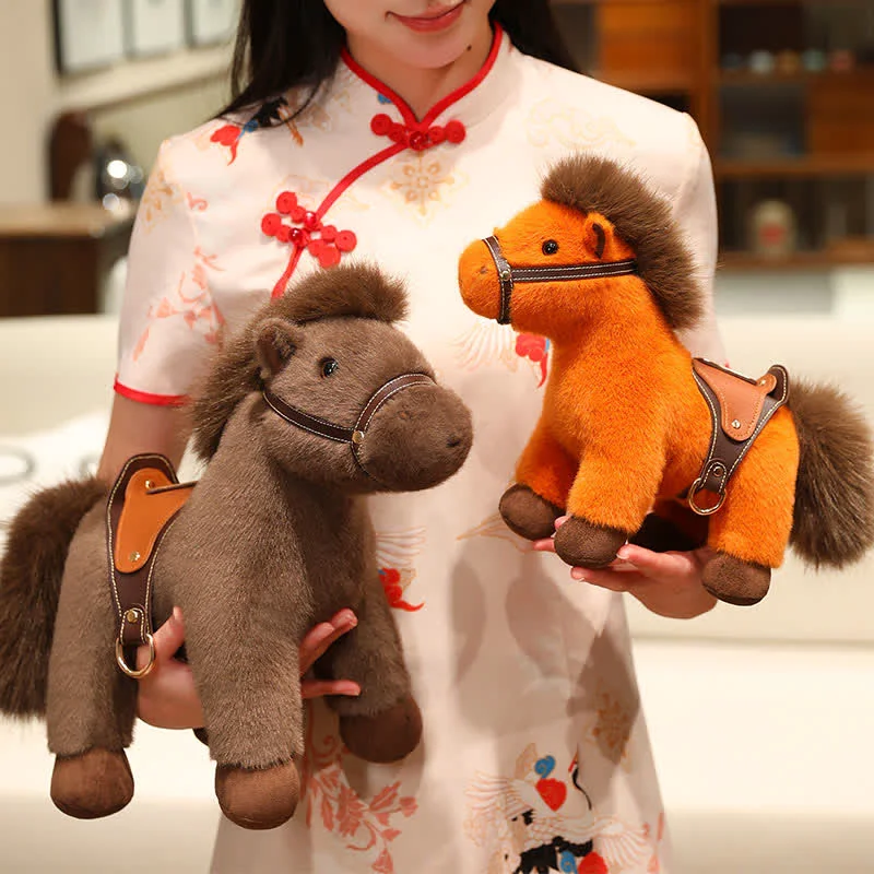 Trusted Ownkoti istic Stuffed Pony with Faux Leather Saddle Contemporary