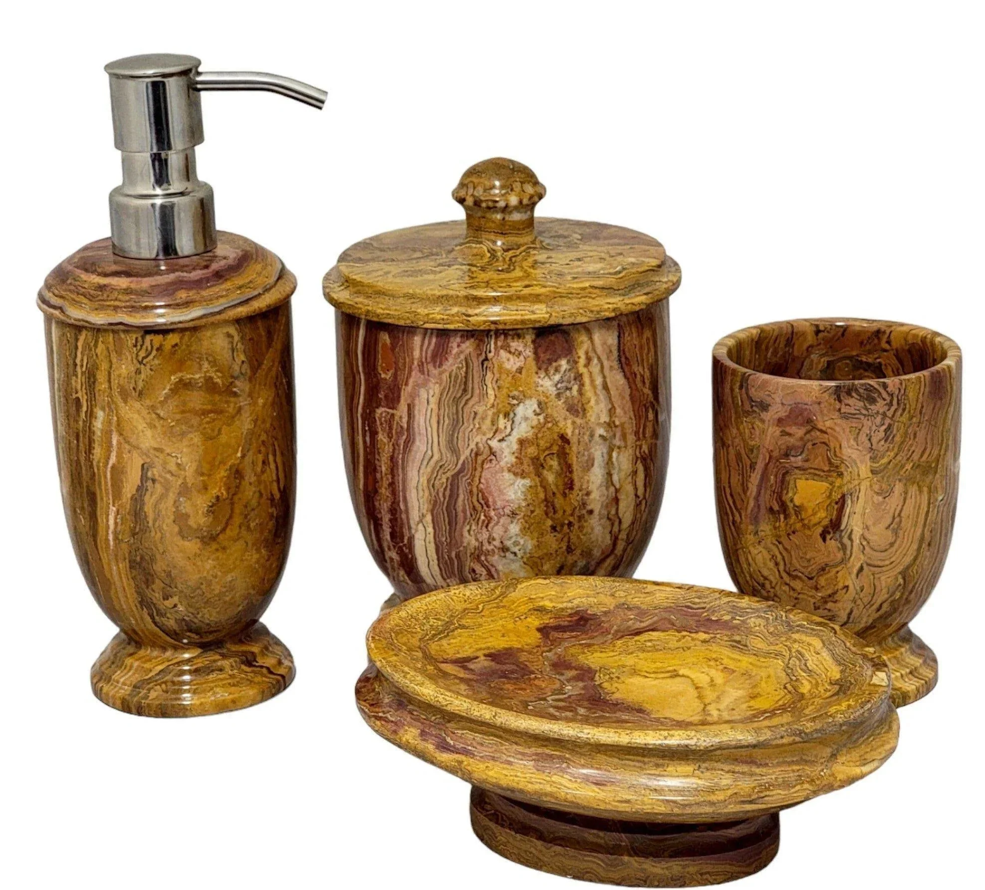 Dependable Multi Brown Onyx 4 Piece Bathroom Accessory Set Original Design