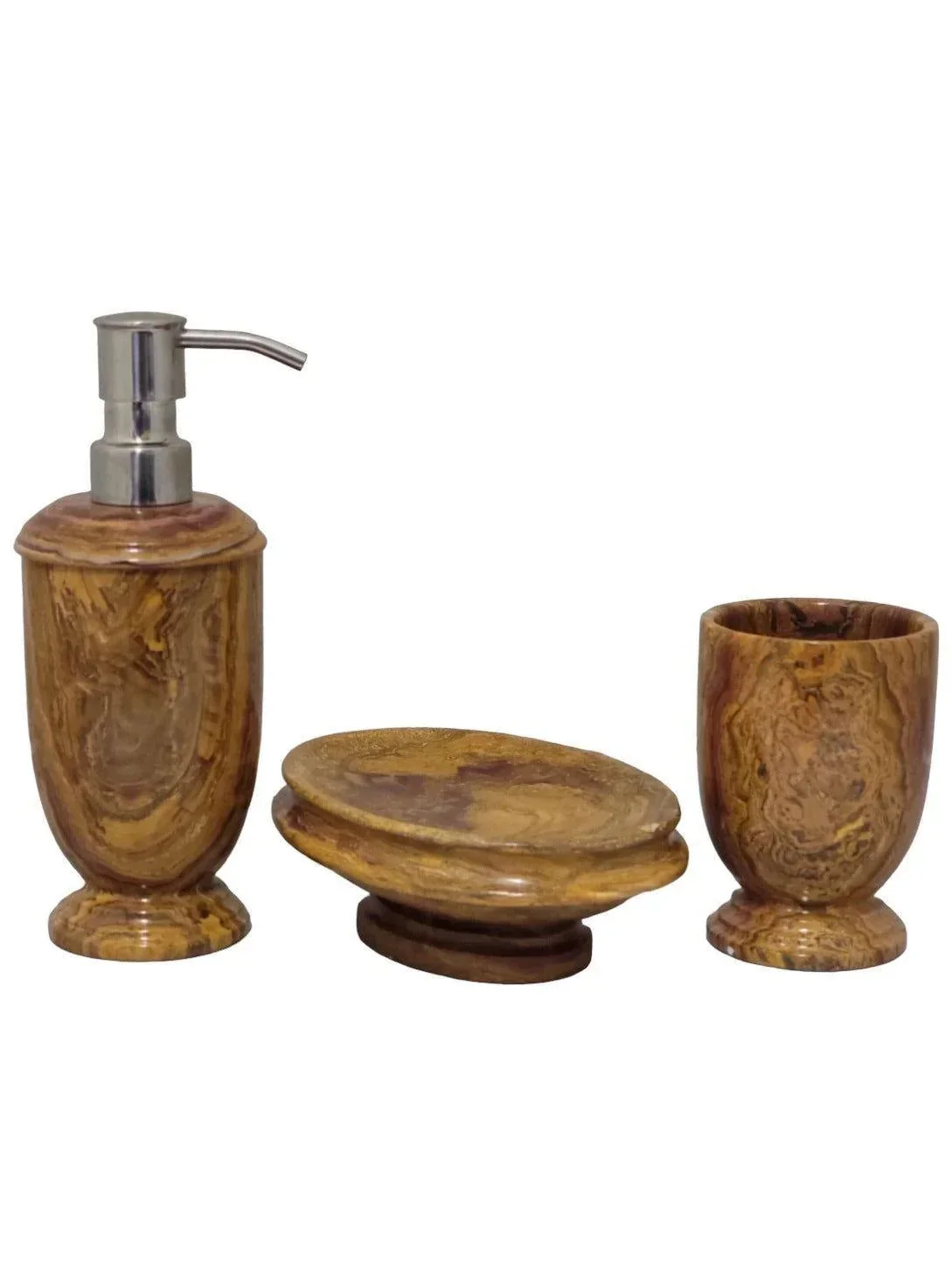 Certified Multi Brown Onyx 3-Piece Bathroom Accessory Set Pure