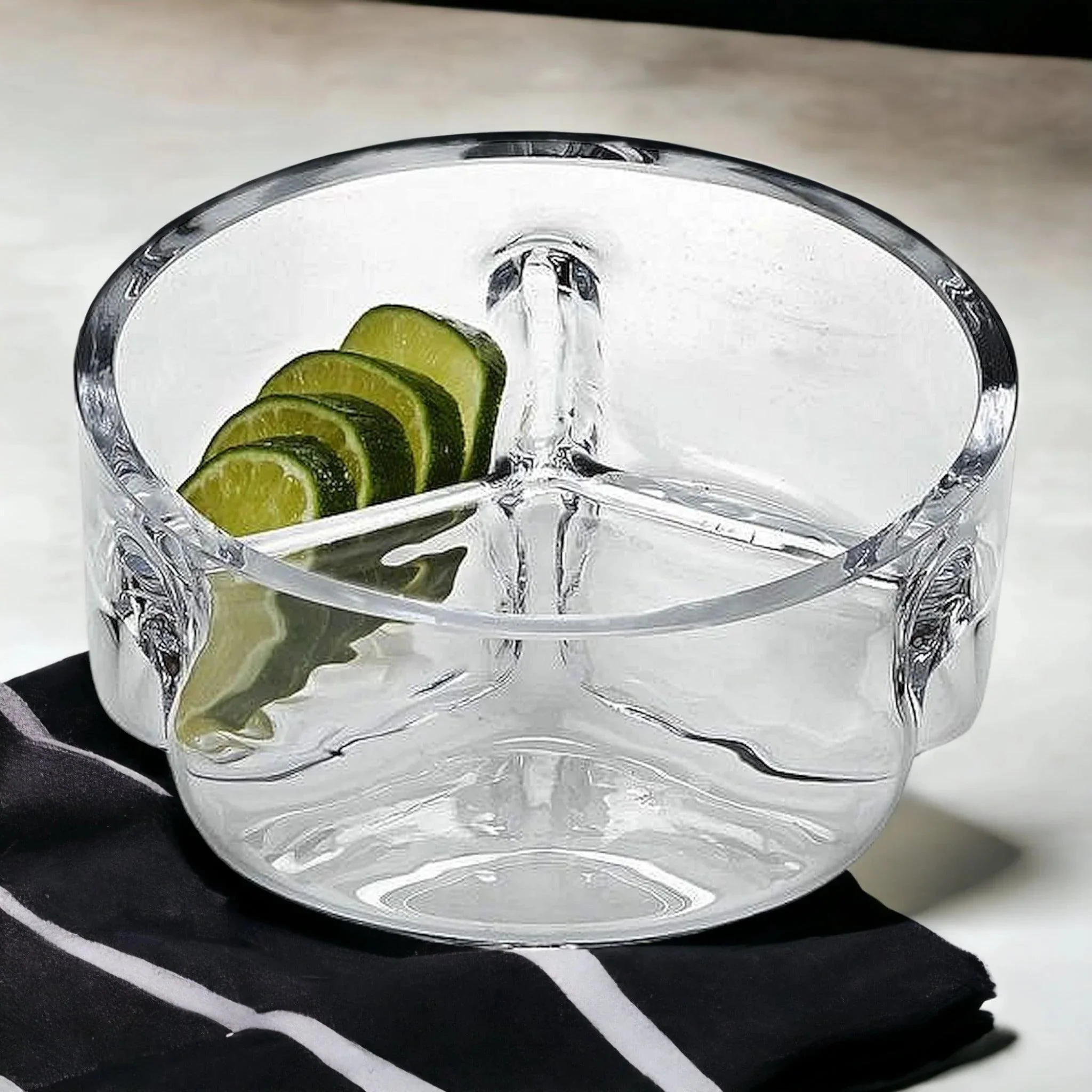 Detailed Divided Serving Bowl Trista Crystal Three Section Serving Bowl Healthy