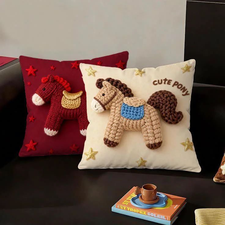 First-Class Ownkoti Yarn Pony Print Throw Pillow Cover Certified