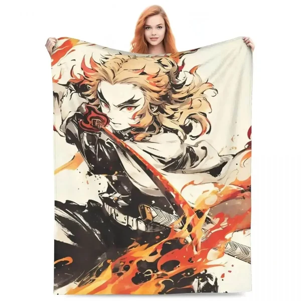 Flexible Kyojuro Rengoku Throw Blanket Safe
