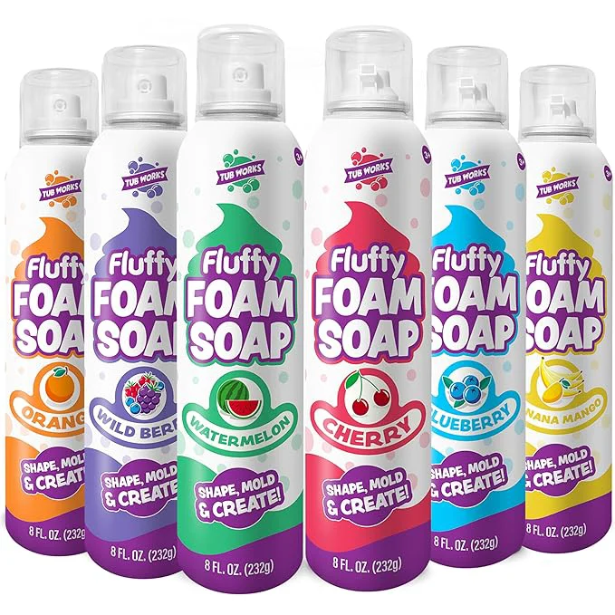 Original Tub Works® Fluffy Foam Soap Variety 6 Pack Shape Mold Create Bath Art Exceptional