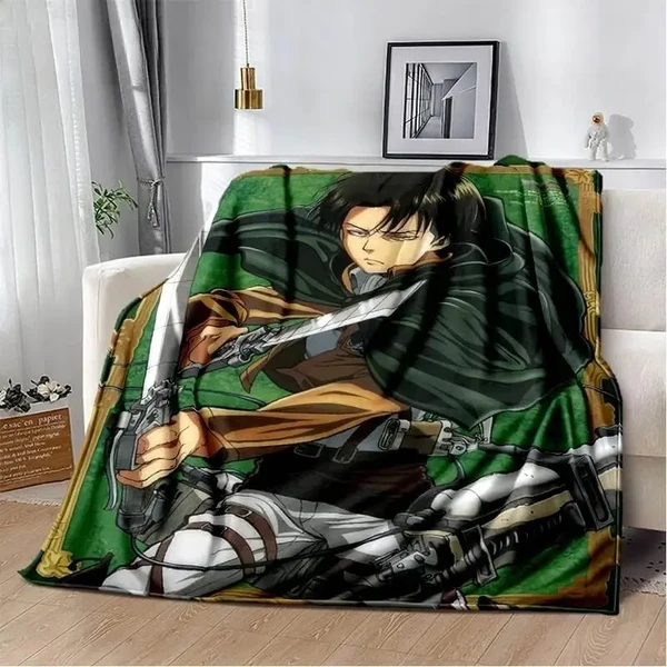 High-Quality Anime Attack On Titan Levi Throw Blanket Natural