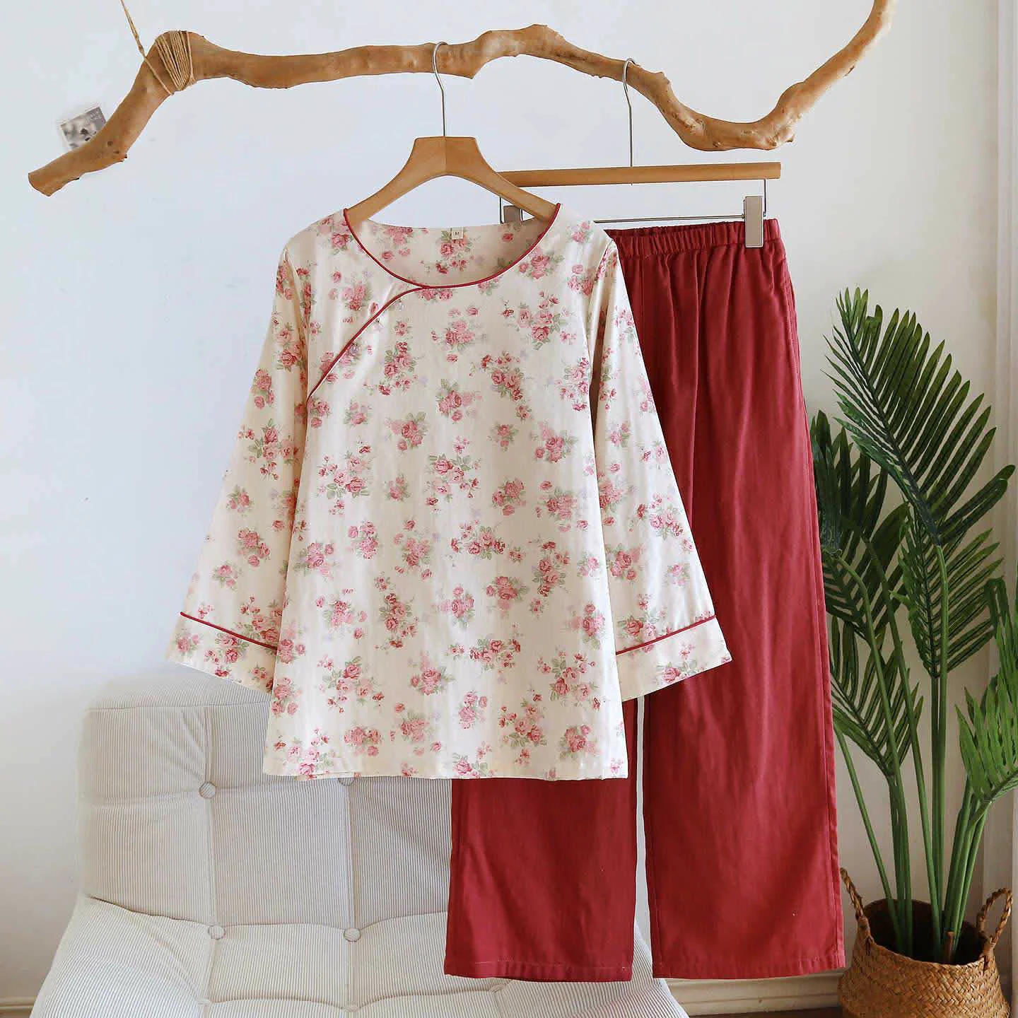 Contemporary Ownkoti Romantic Rose Cotton Gauze Pajamas Specialty
