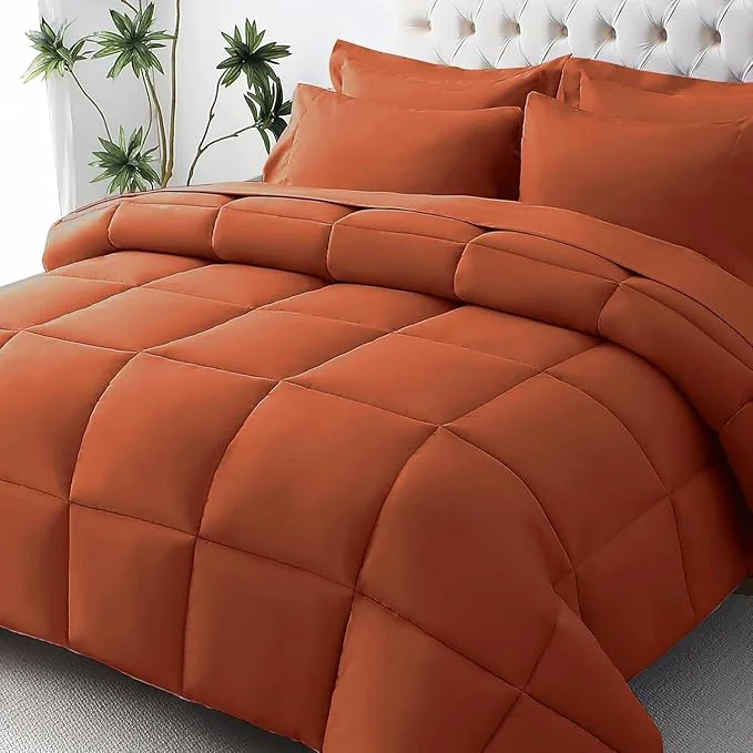 Original Design JOLLYVOGUE Twin Comforter Set Ultra-Soft Bed in a Bag Twin Size 5 Pieces Oeko-TEX Bedding Set with Down Comforter Sheets Pillowcases amp Shams. Burnt Orange Detailed