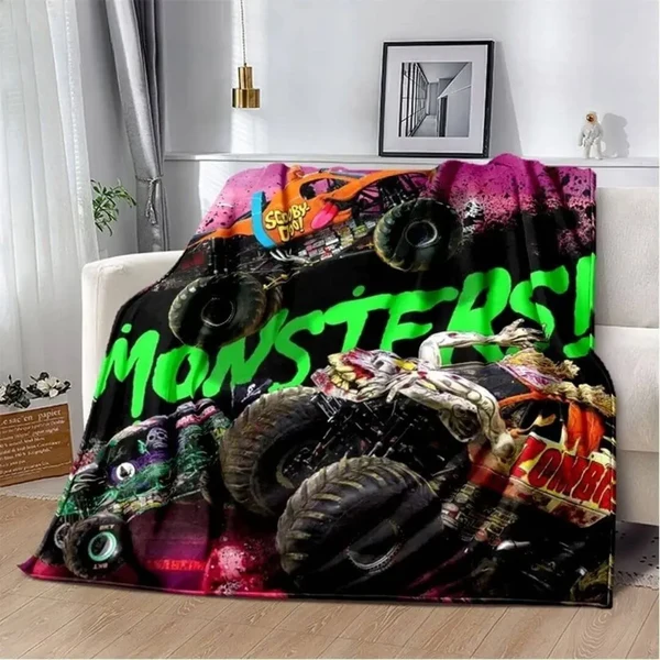 Natural 3D Monster Jam Truck Throw Blanket Functional