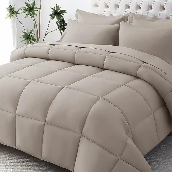 Modern JOLLYVOGUE Twin XL Comforter Set Ultra-Soft Bed in a Bag Twin XL Size 5 Pieces Oeko-TEX Bedding Set with Down Comforter Sheets Pillowcases amp Shams Khaki Green