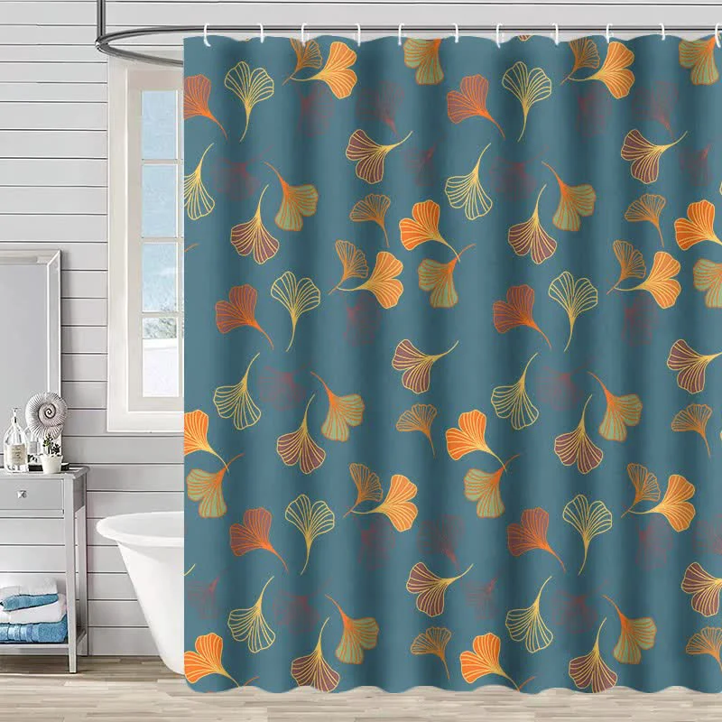Verified Ownkoti Elegant Ginkgo Leaf Print Shower Curtain User-Friendly