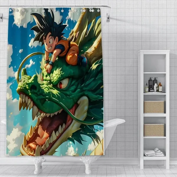 Natural Anime Goku Shower Curtain Convenient