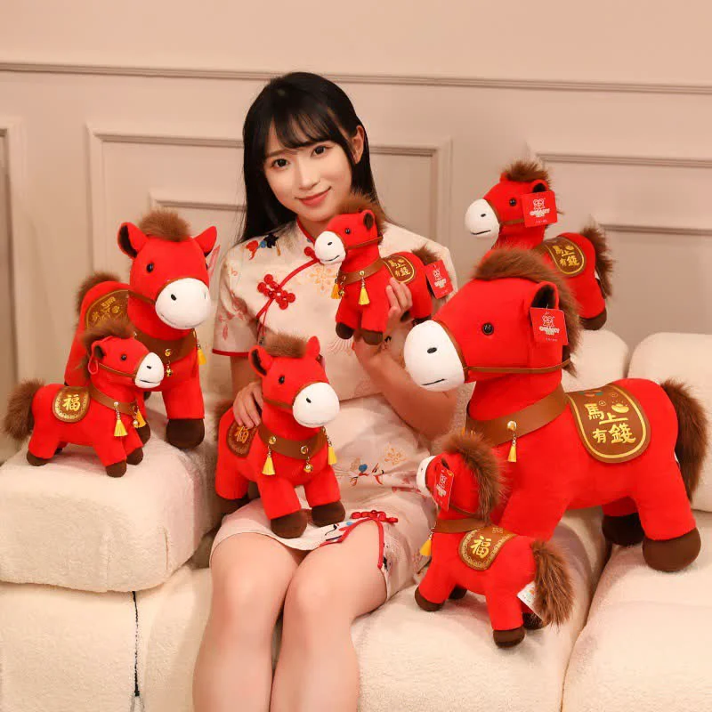 Environmentally Friendly Ownkoti Red Zodiac Horse Decorative Plush Toy Expertly Made