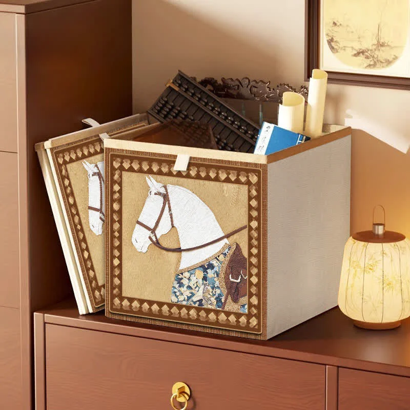 Lightweight Ownkoti Vintage Horse Print Fabric Storage Basket Exceptional
