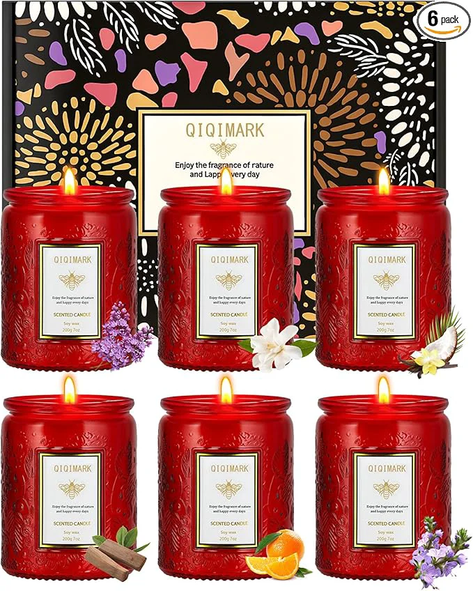 Luxury Candles Set - 6PC Scented Candles Soy Candle Aromatherapy Candle Soy Wax Breathable