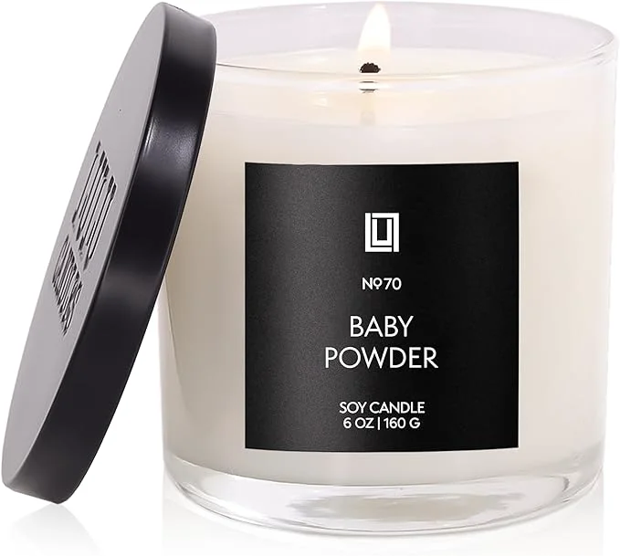 Elite Lulu Candles Baby Powder Luxury Scented Soy Jar Candle Hand Poured in The Consistent