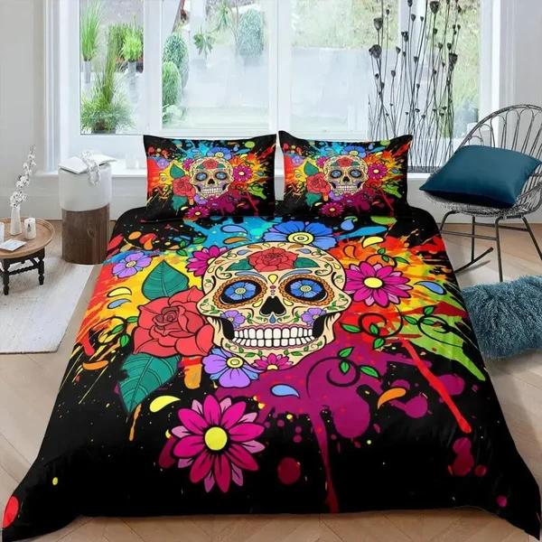 Organic Floral Skull Duvet Cover Fast