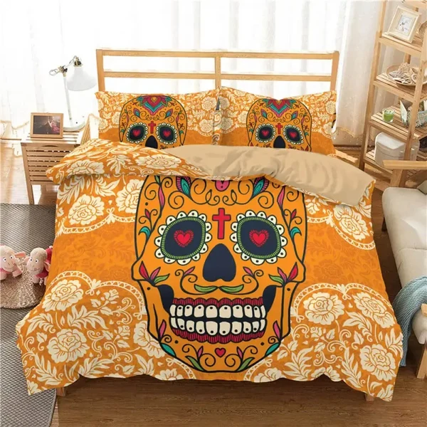 Sophisticated Yellow Sugar Skull Doona Cover Traditional
