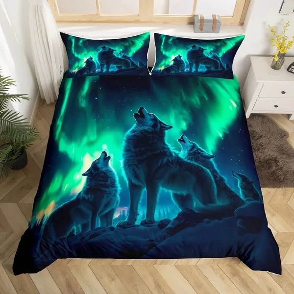 Organic Wolf Howling Doona Cover Classic