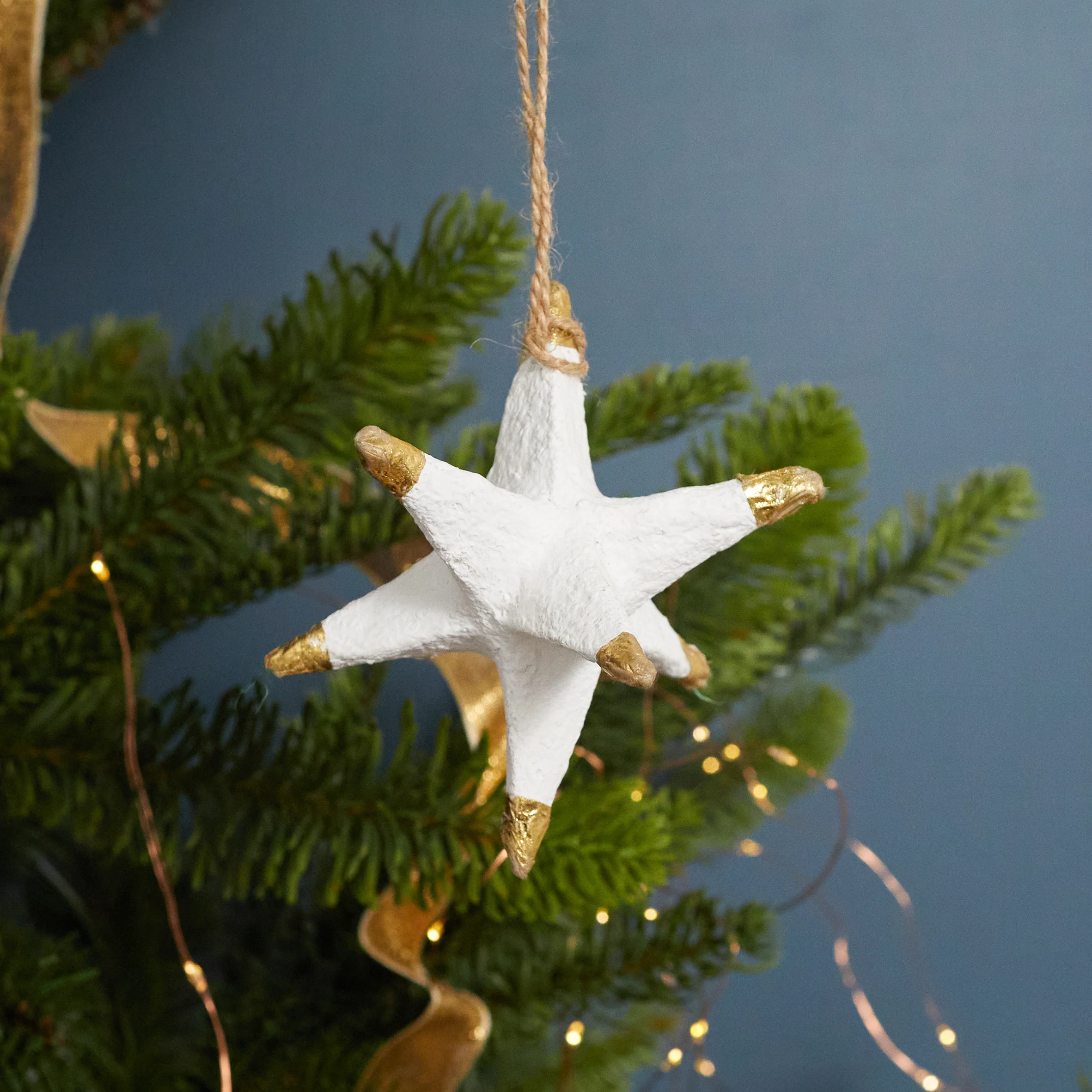 Breathable Cotton Mache Star Ornament Premium