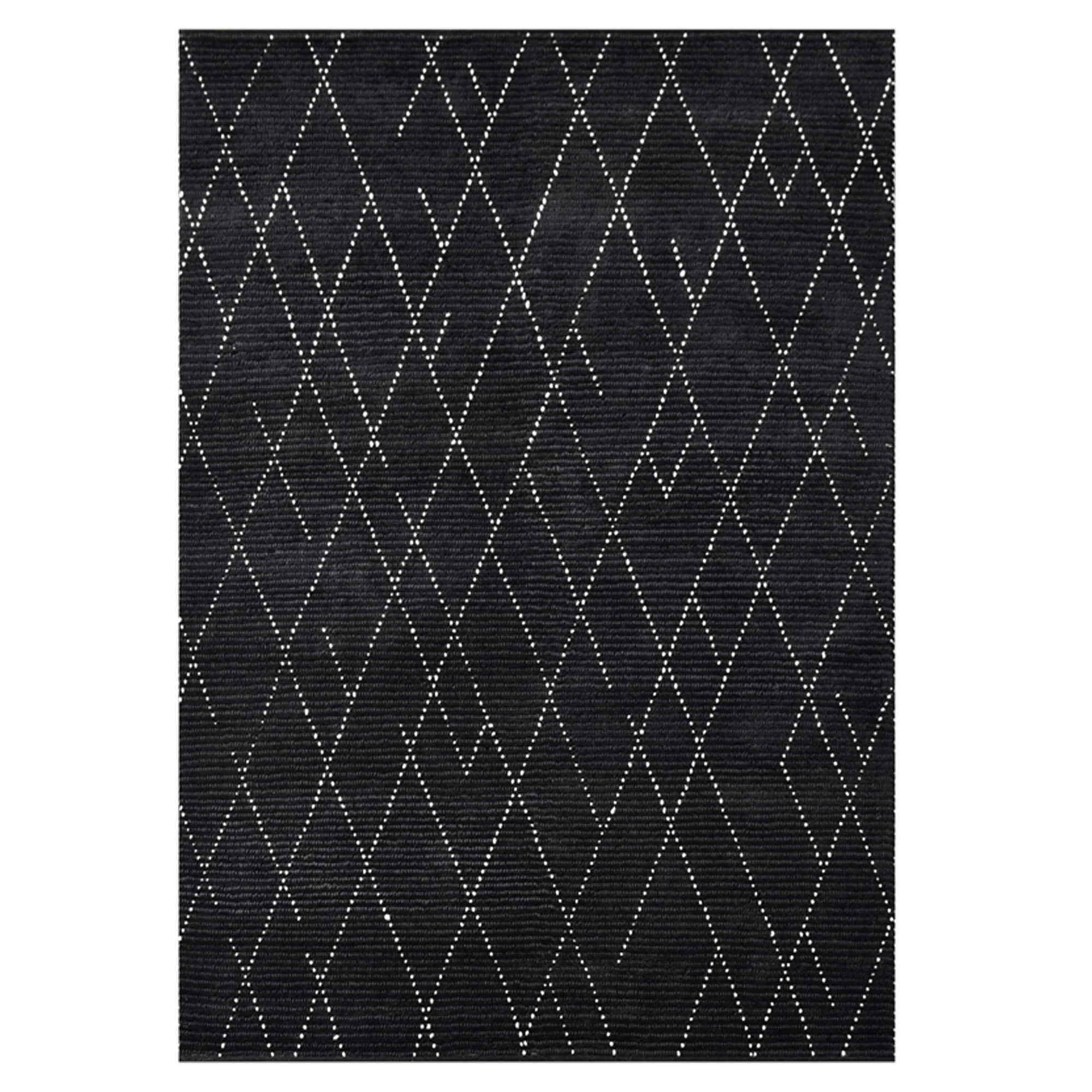 Environmentally Friendly Geometrics Black Ivory Rug Original Design