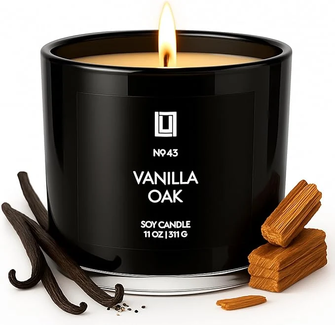 Efficient Lulu Candles Vanilla Oak Luxury Scented Soy Jar Candle Hand Poured in The Breathable