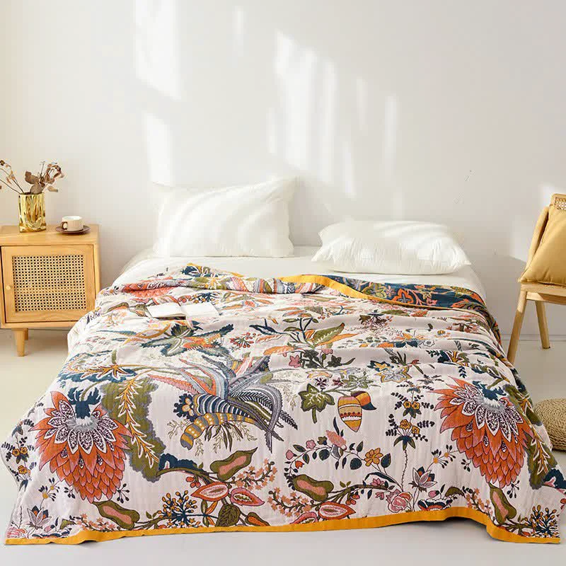Quality Ownkoti Dreamy Rainforest Cotton Gauze Reversible Quilt Convenient