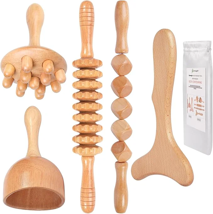Trusted Komogir Wood Therapy Massage Tools 5-in-1 Lymphatic Drainage Massager Proven